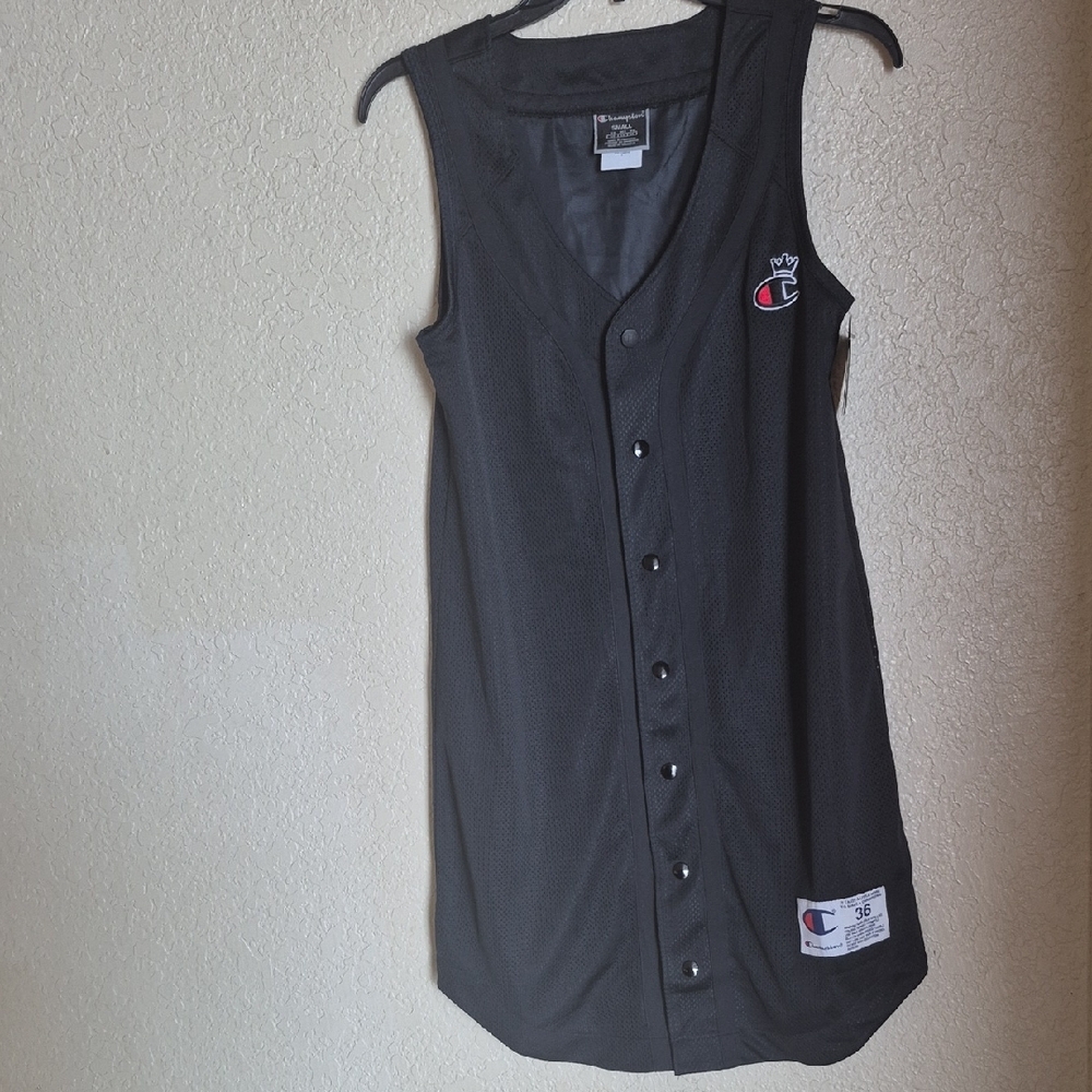 Champion Black Button-Up Jersey Dress